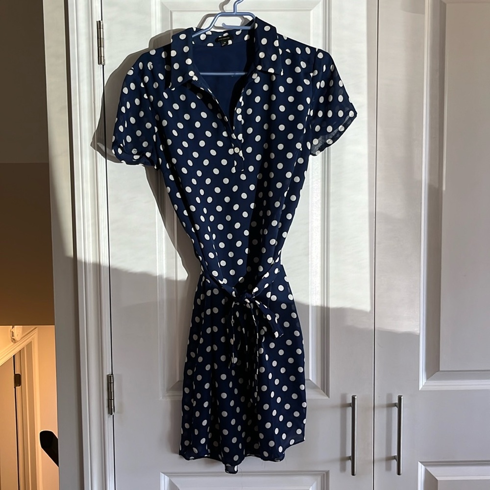 Ann Taylor Navy with White Polka Dot Dress